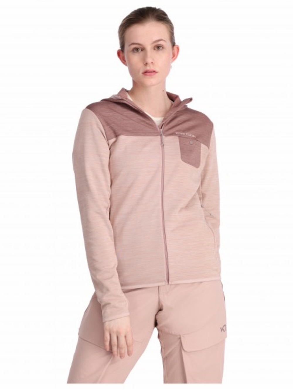 Kari Traa Sanne Hiking Midlayer Full Zip Hooded Fleece Jacket XL Pink Outdoor